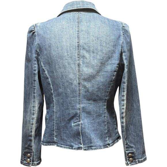INC International Concepts Puff Shoulder Denim Jean Jacket Large - Picture 4 of 6